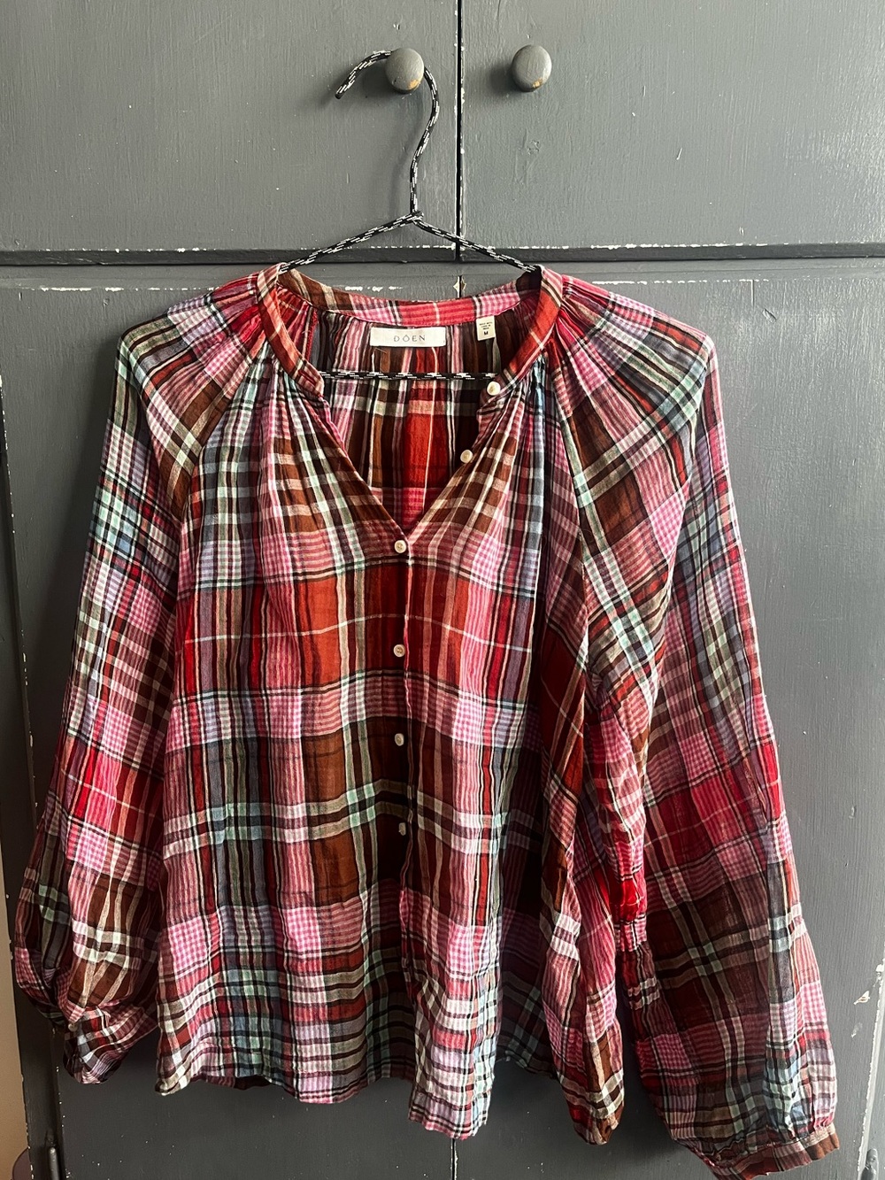Janis Top in Francine plaid sz M